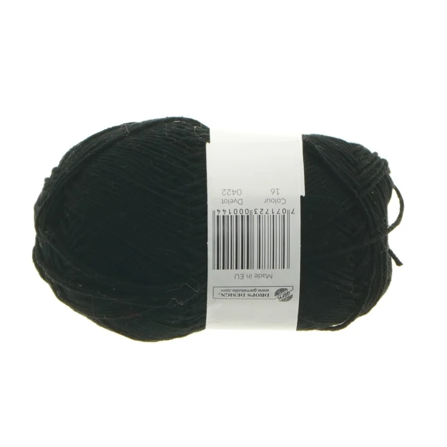 Sort bomuldsgarn fra Drops (str. 160 m 3 mm)