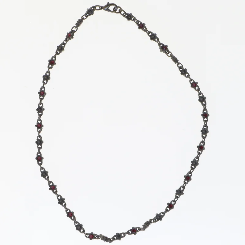 Smykkesæt med rød sten (str. 19 og 43 cm)