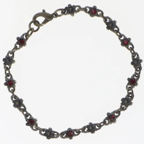 Smykkesæt med rød sten (str. 19 og 43 cm)