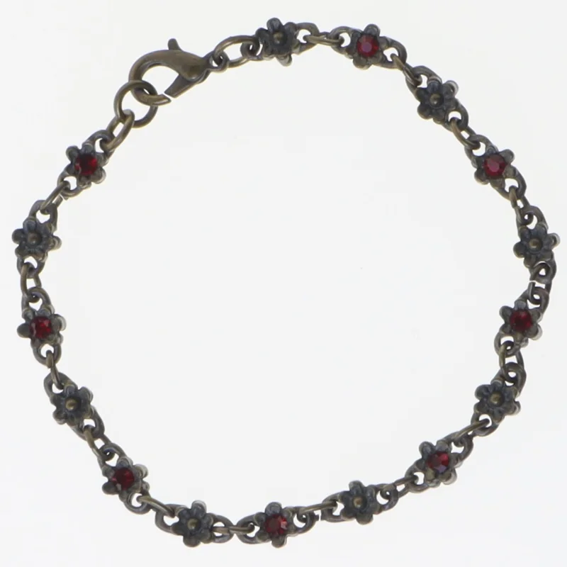 Smykkesæt med rød sten (str. 19 og 43 cm)