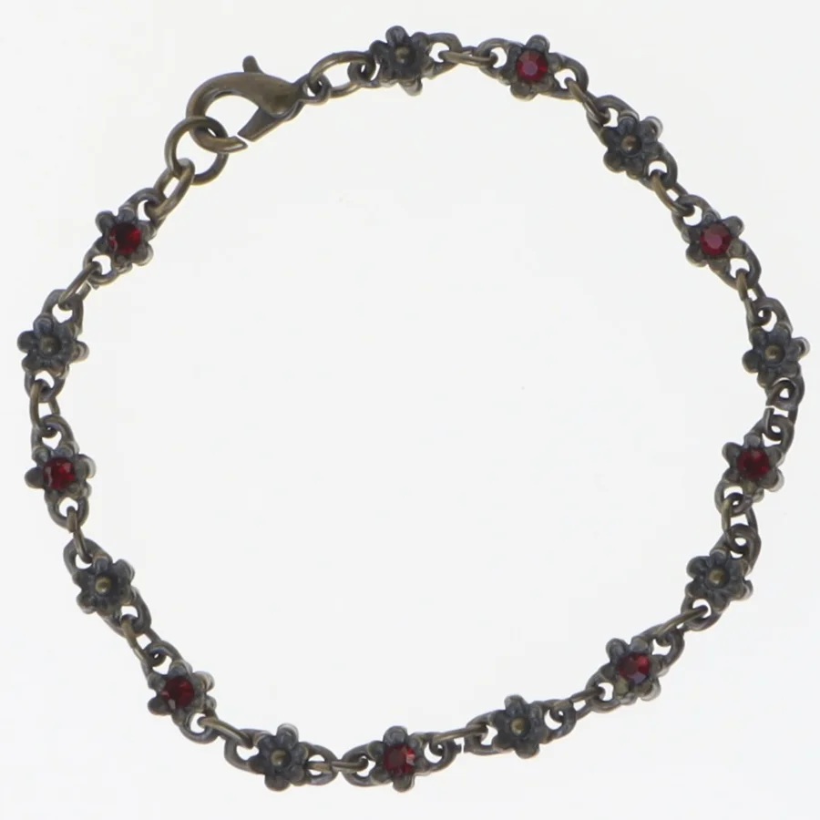 Smykkesæt med rød sten (str. 19 og 43 cm)