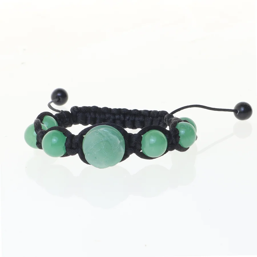 Armbånd med grønne jade sten (str. Ø 6 cm)