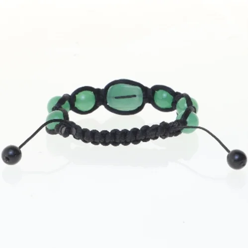 Armbånd med grønne jade sten (str. Ø 6 cm)