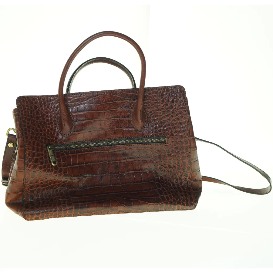Brun krokodillepræget håndtaske (str. 35 x 16 cm)
