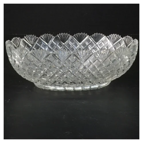 Oval glas skål med mønster (str. 21x13x7 cm)