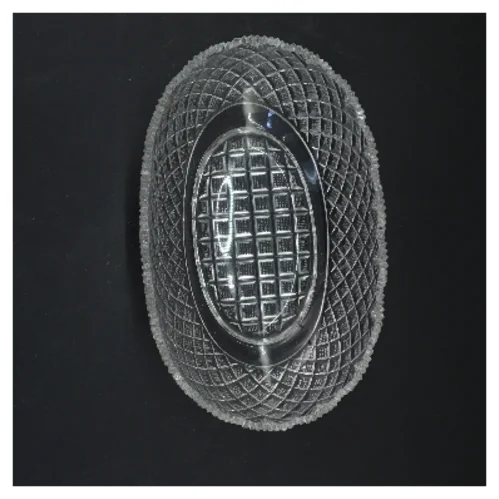 Oval glas skål med mønster (str. 21x13x7 cm)