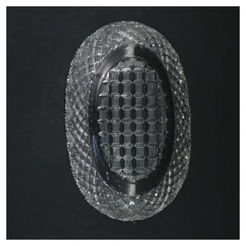 Oval glas skål med mønster (str. 21x13x7 cm)