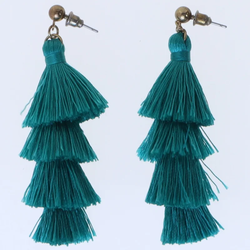 Grønne Tassel ørestikkere / øreringe (str. 70 mm)