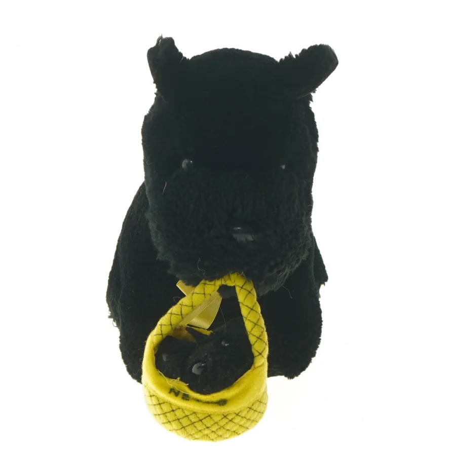 NETTO sort hundebamse med gul taske (str. 20x20x12 cm)