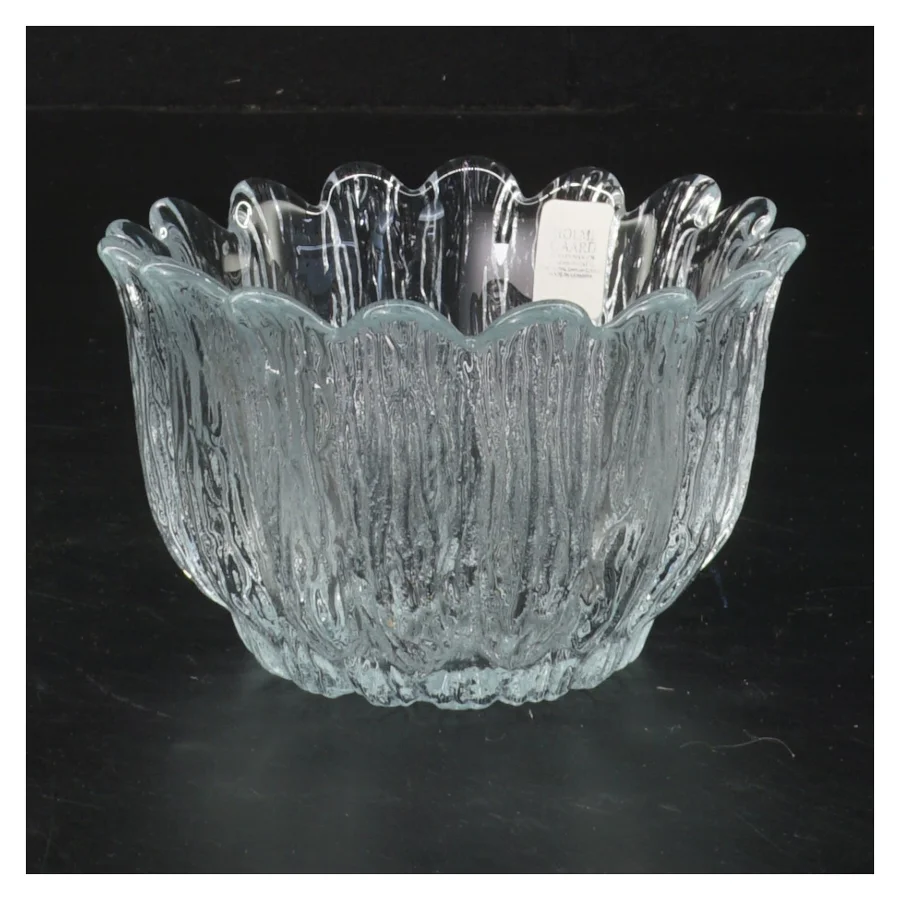 Glas skål med bølget kant fra Holmegaard (str. 10x7 cm)