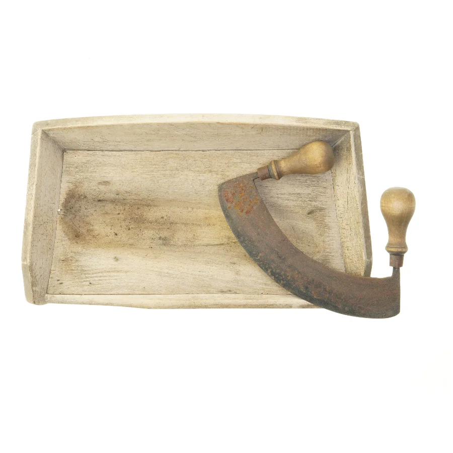 Urtehakkebræt med mezzaluna / urtehakker / vuggekniv (str. 39x22 cm)