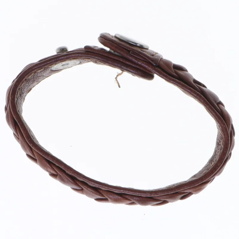 Herre, brunt læderarmbånd (str. 21,5 cm)