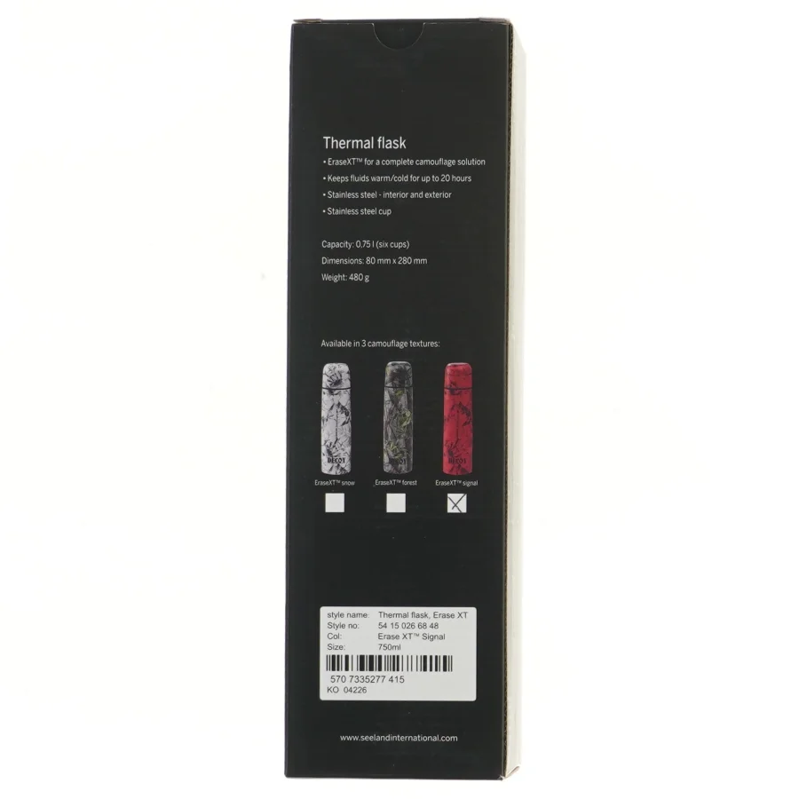 Ny Termoflaske, rød camouflage, 750 ml fra Decoy (str. 28x8 cm)