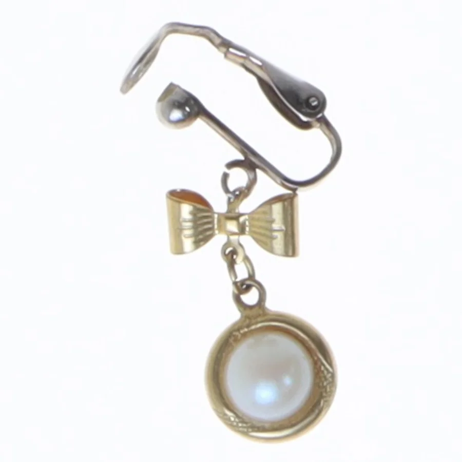 Ørering med perle og sløjfe-design (str. 3 cm)
