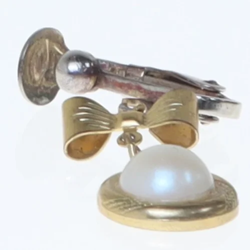 Ørering med perle og sløjfe-design (str. 3 cm)