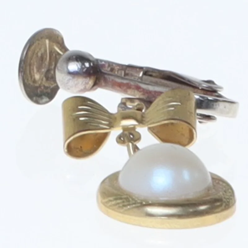 Ørering med perle og sløjfe-design (str. 3 cm)