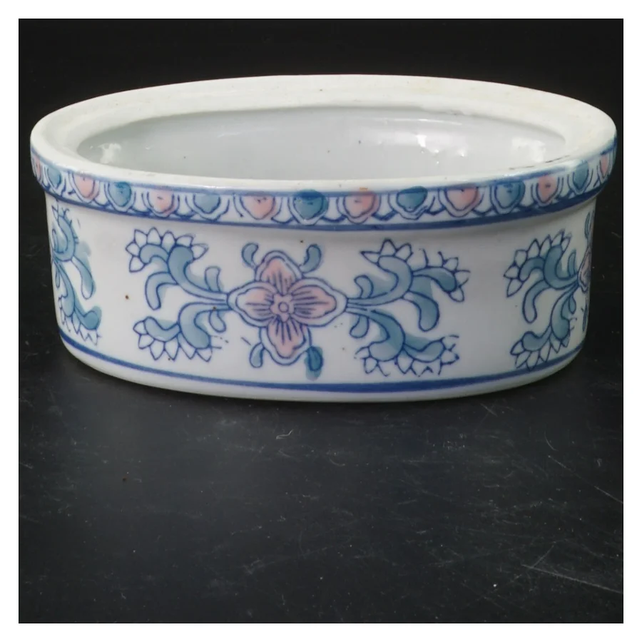 Keramik figur med låg af fuglemotiv (str. 13 cm)