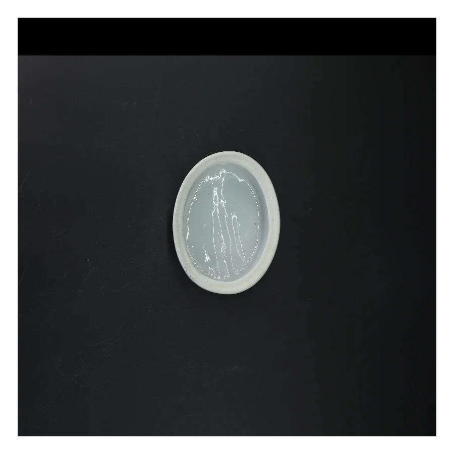 Keramik figur med låg af fuglemotiv (str. 13 cm)