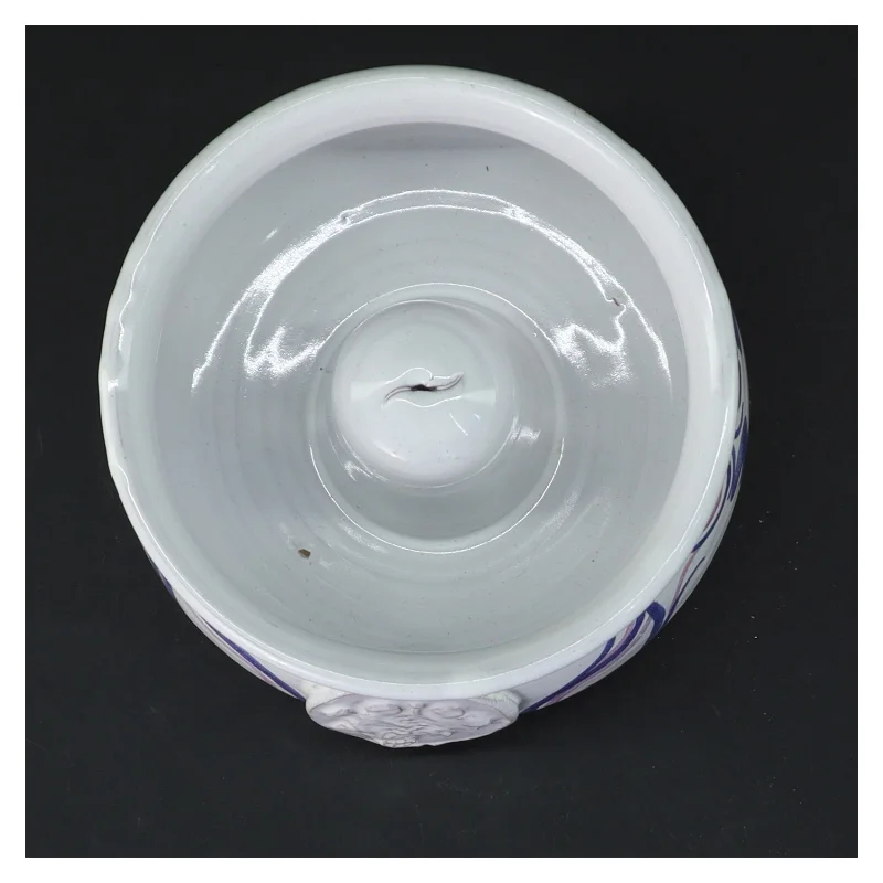 Keramik skål med lilla mønster (str. Ø 12 cm)