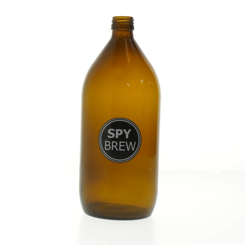 Stor brun Spy Brew flaske 1000 ml (1 liter, 23 cm)