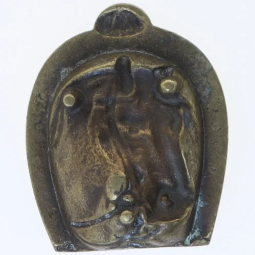Bronze hestehoved dekoration (str. 9x7,5 cm)