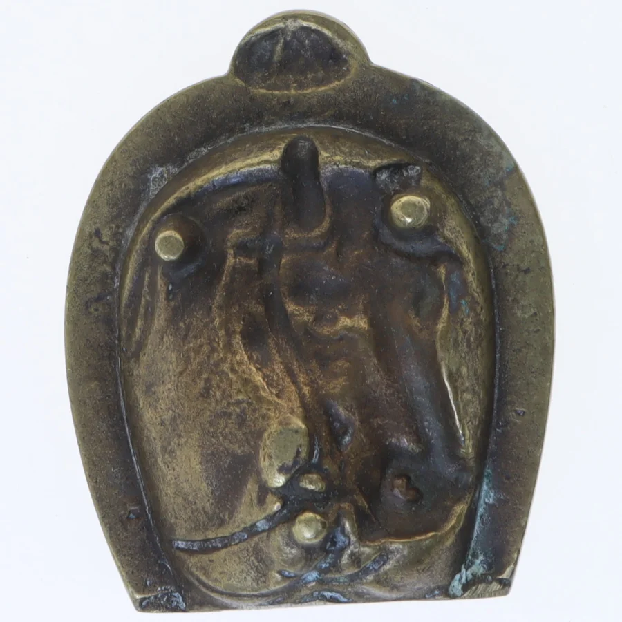Bronze hestehoved dekoration (str. 9x7,5 cm)