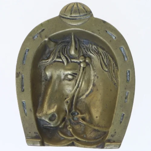 Bronze hestehoved dekoration (str. 9x7,5 cm)