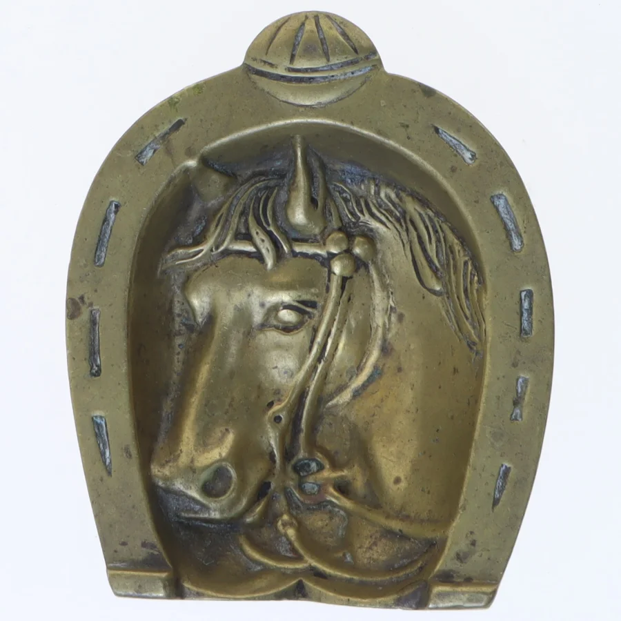 Bronze hestehoved dekoration (str. 9x7,5 cm)