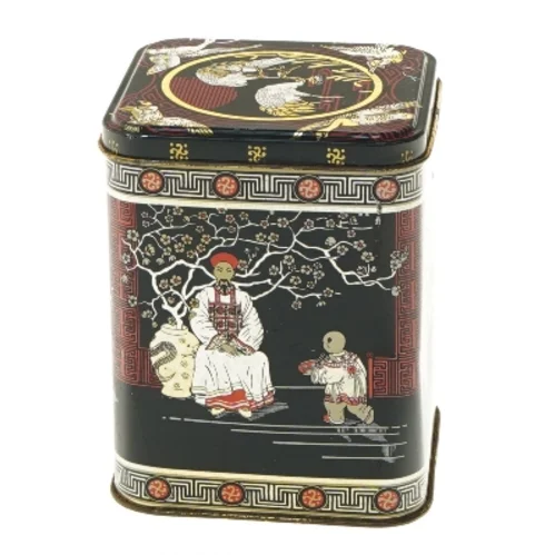 Orientalsk thedåse i sort (str. 11x9 cm)