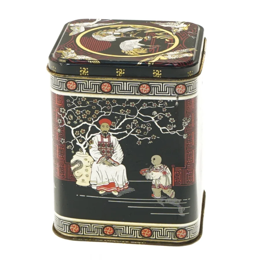 Orientalsk thedåse i sort (str. 11x9 cm)