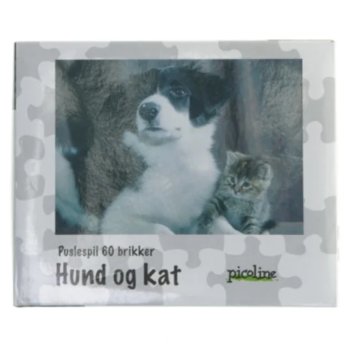 Puslespil med hund og kat (str. 60 brikker)