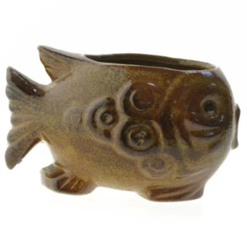Keramik fisk vase / skulptur  (str. 14x7,5 cm)
