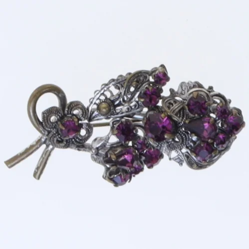 Vintage broche med lilla sten (str. 5,5 cm)