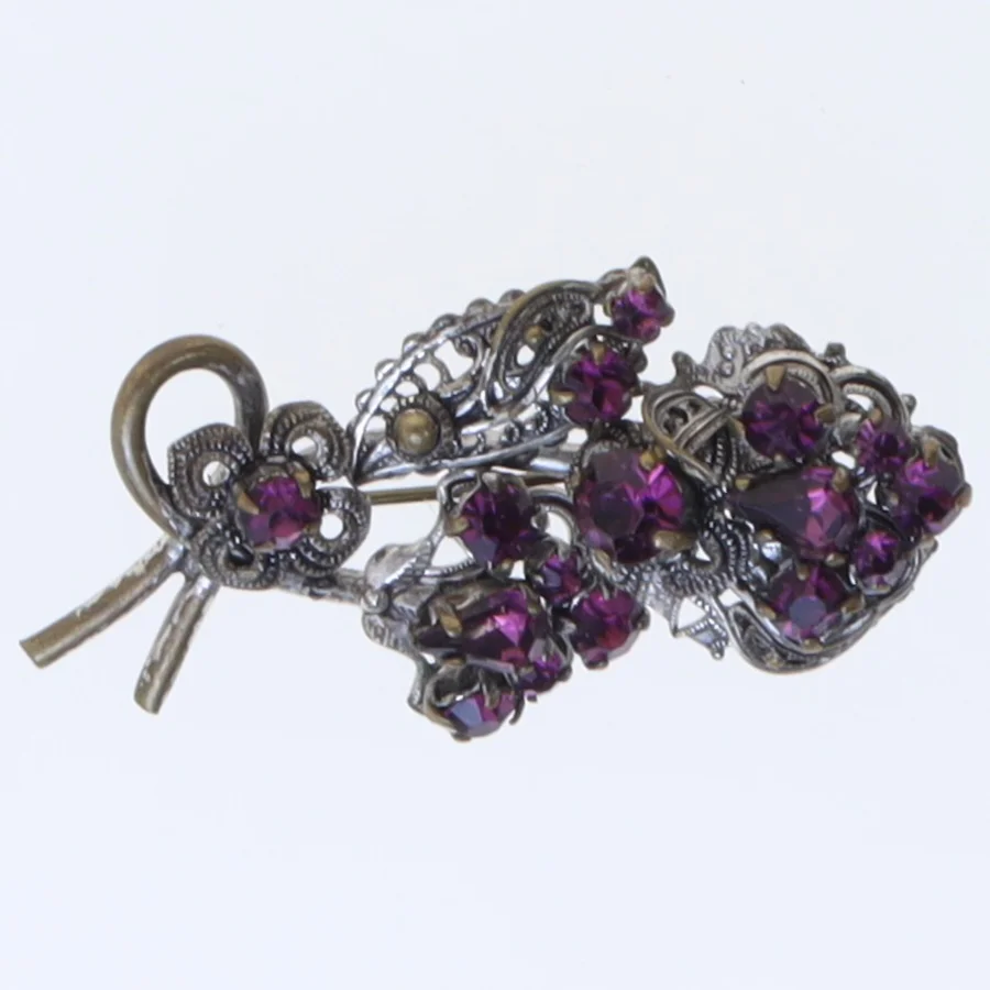 Vintage broche med lilla sten (str. 5,5 cm)