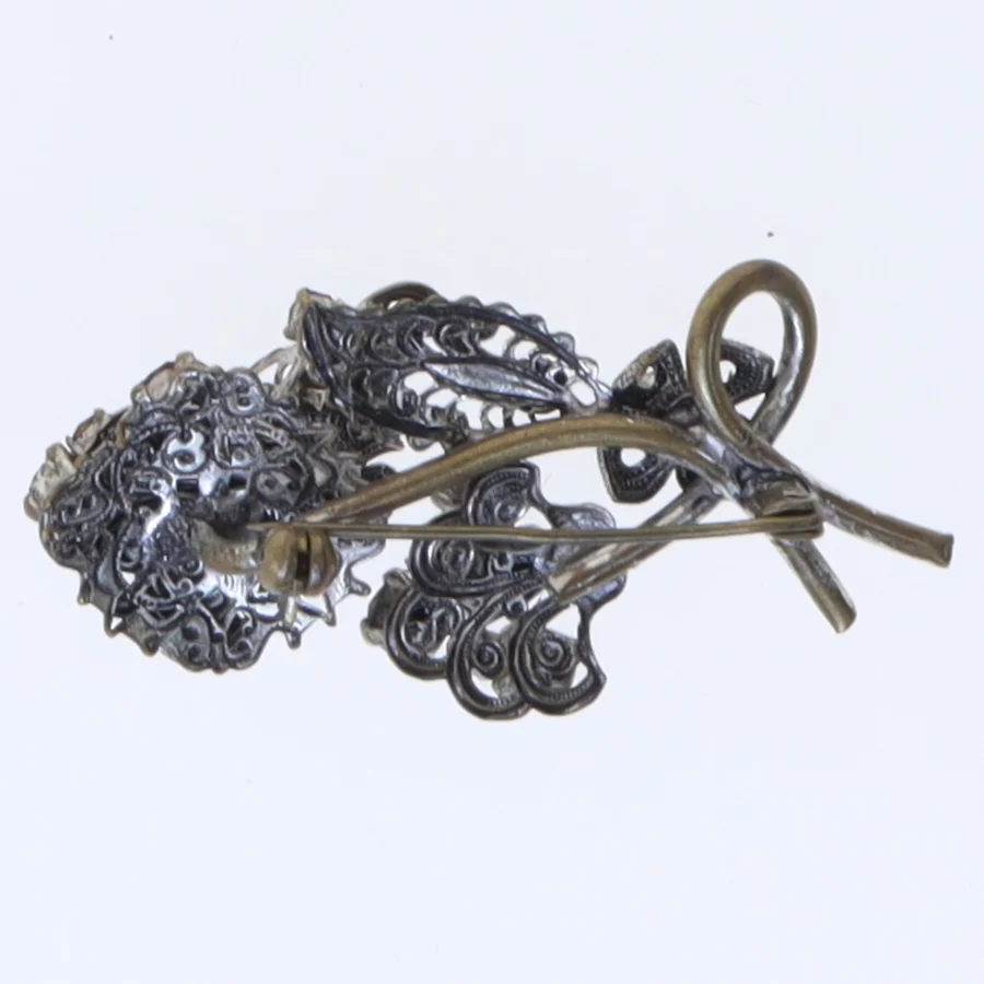 Vintage broche med lilla sten (str. 5,5 cm)