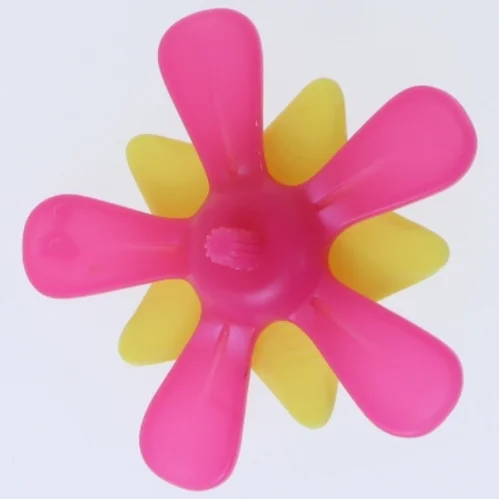 Fidget spinner med pink og gul blomst (str. 8,5 cm)