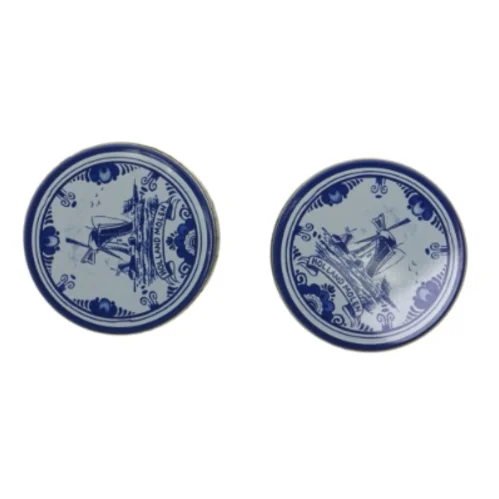 Dekorative kagebokse med blå motiv (str. Ø. 10 cm. længde, 10 cm)