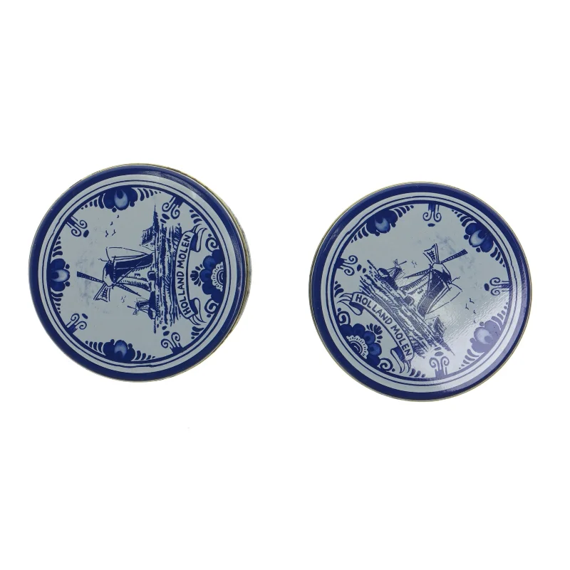 Dekorative kagebokse med blå motiv (str. Ø. 10 cm. længde, 10 cm)