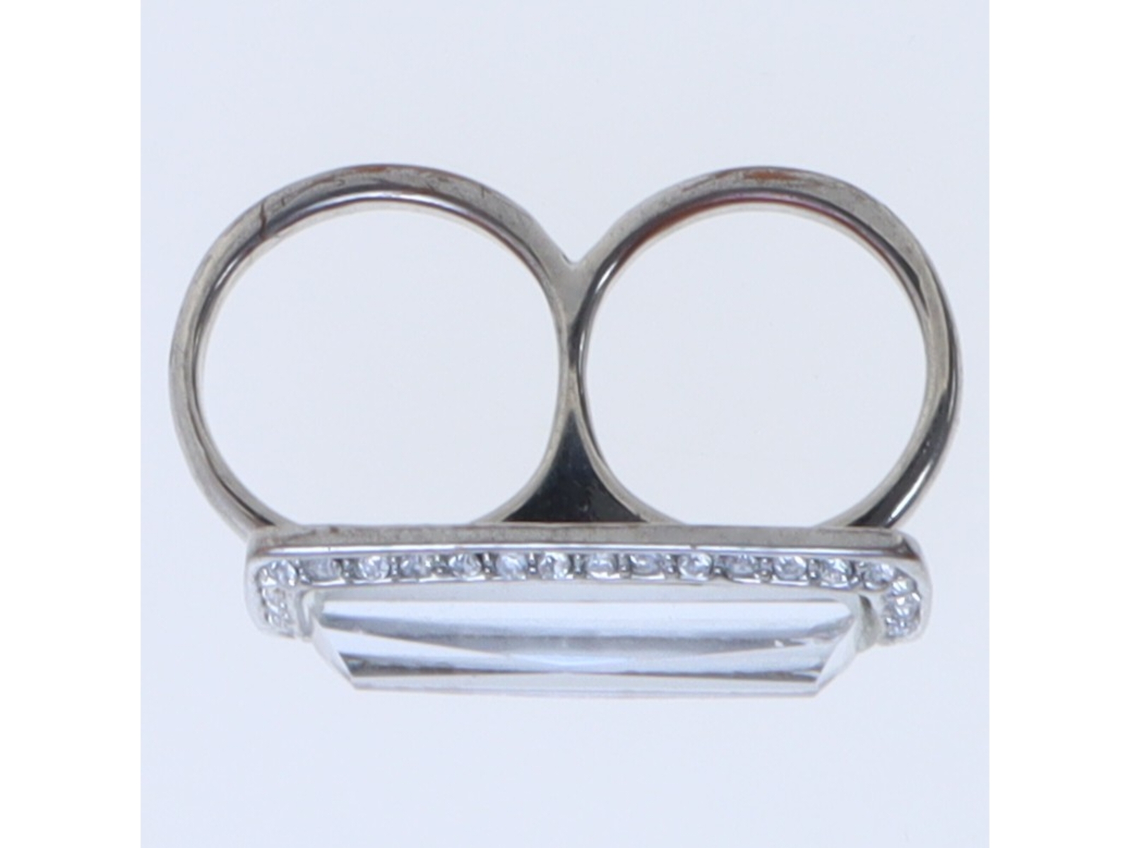 Dobbeltfinger-ring med krystaller (str. 58 og 59 mm)