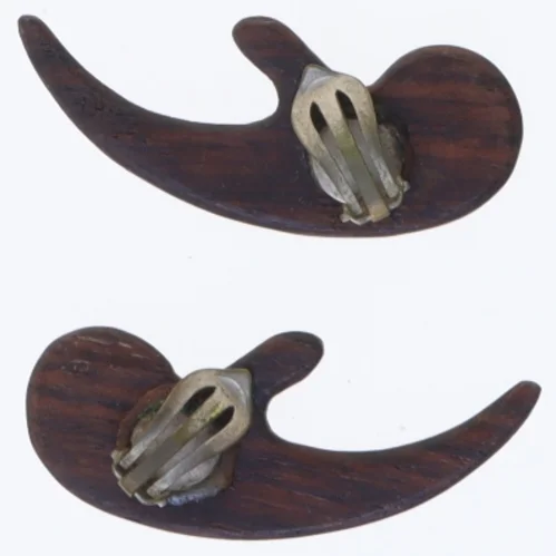 Palisander træ øreringe med klips (str. 5,5 cm)