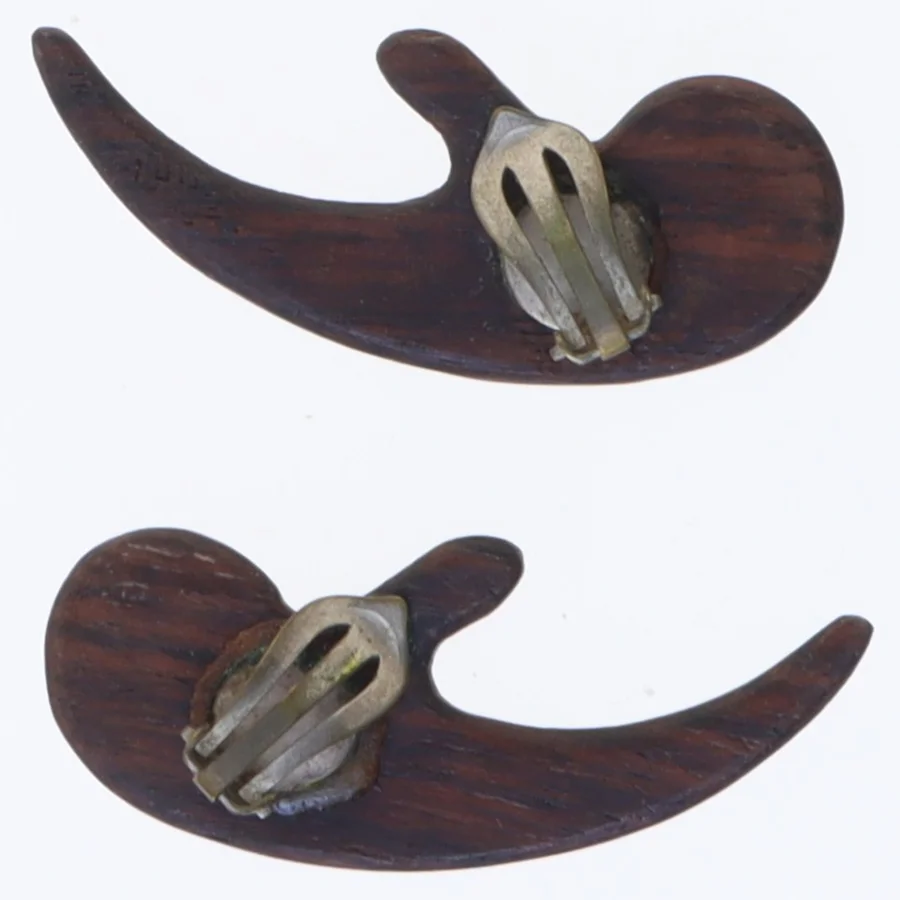 Palisander træ øreringe med klips (str. 5,5 cm)