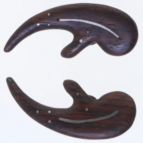 Palisander træ øreringe med klips (str. 5,5 cm)