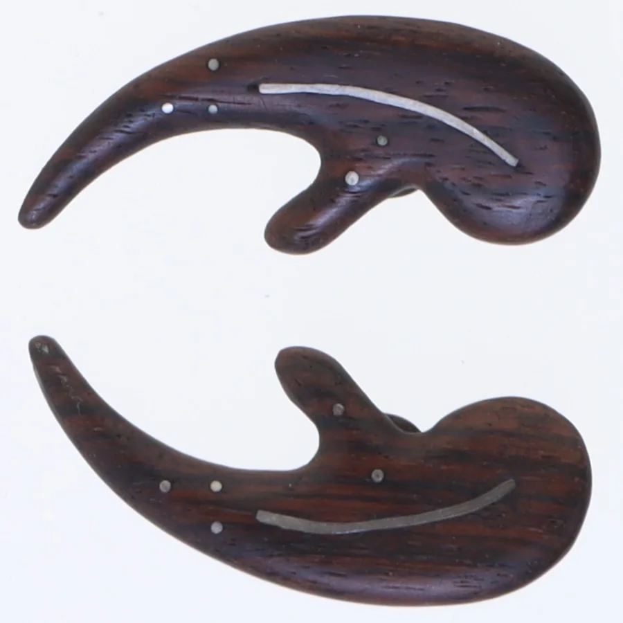 Palisander træ øreringe med klips (str. 5,5 cm)