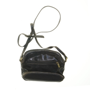 Sort læder skuldertaske fra Bon Goût (str. 27x19 cm)