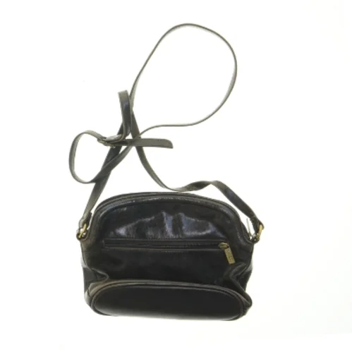 Sort læder skuldertaske fra Bon Goût (str. 27x19 cm)