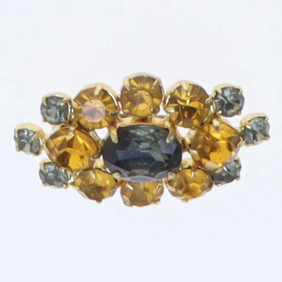 Broche med farvede sten (str. 3,5 cm)