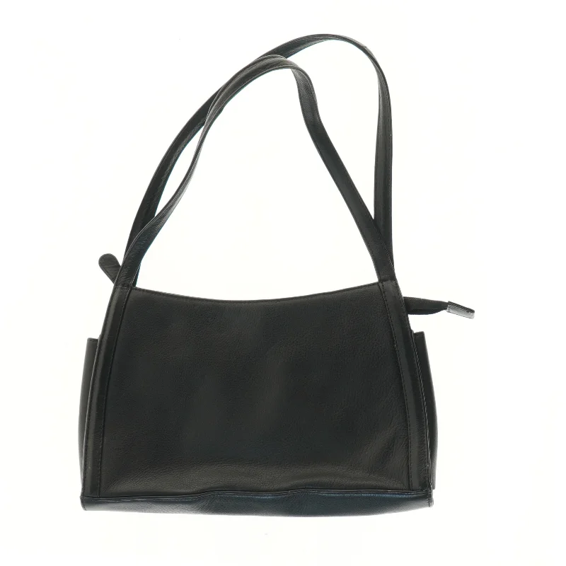 Sort læderhåndtaske (str. 20x6x31 cm)