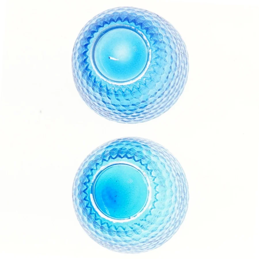 Blå glasvaser (str. Ø 9x8 cm)