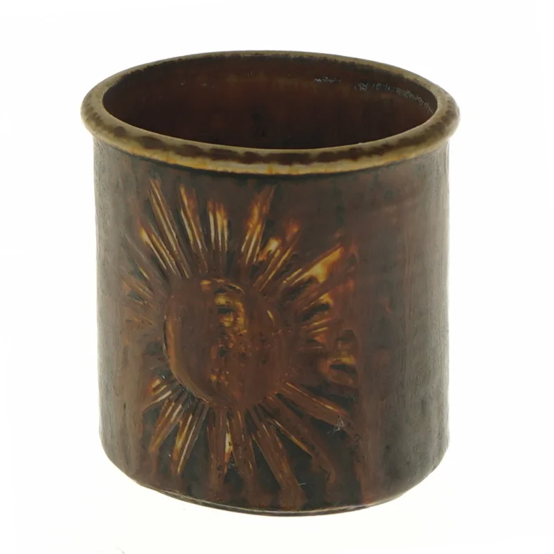 Keramisk vase med solmotiv fra Søholm (str. Ø 9,5x10 cm)