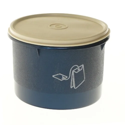 Plastikbeholder med låg fra Tupperware (str. Ø 14 cm længde 10,5 cm)